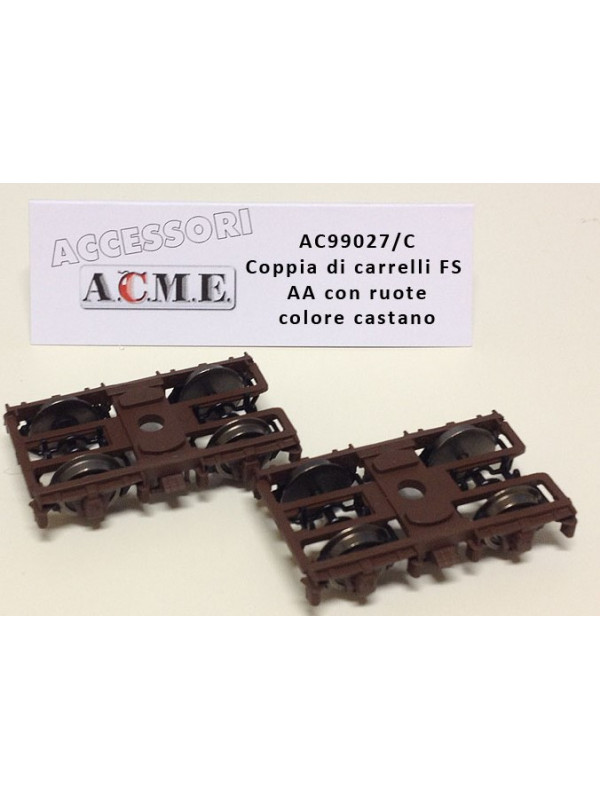ACME 99027/C Scala HO Coppia di carrelli FS tipo AA castano con assali