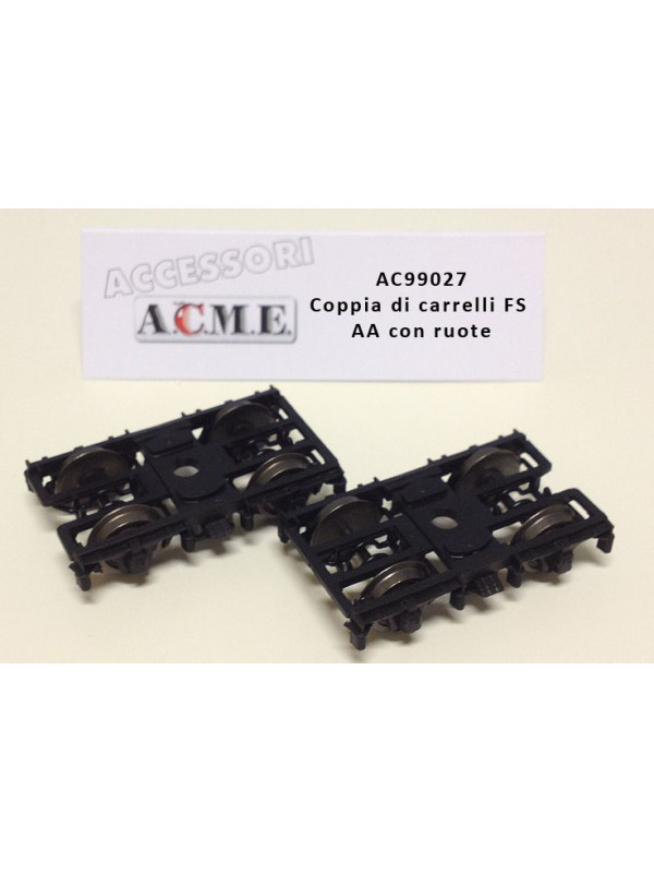 ACME 99027/N Scala HO Coppia di carrelli FS tipo AA neri con assali