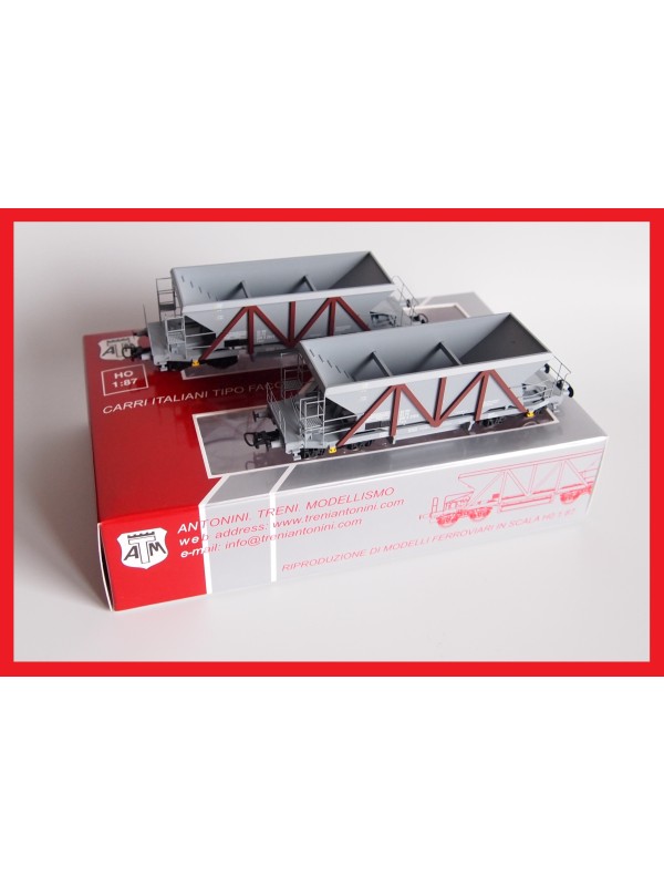 ATM 12.002B Scala HO Set di 2 carri tipo Faccs FS in livrea grigio bicolore