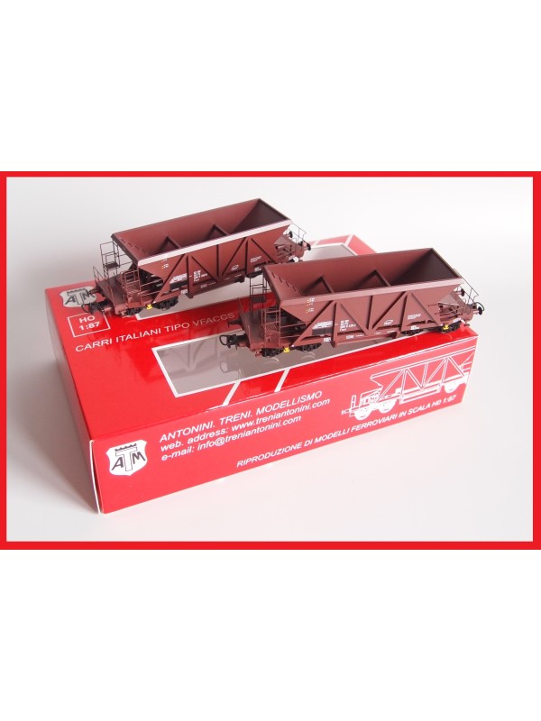 ATM 12.002C Scala HO Set di 2 carri tipo Faccs FS in livrea rosso vagone