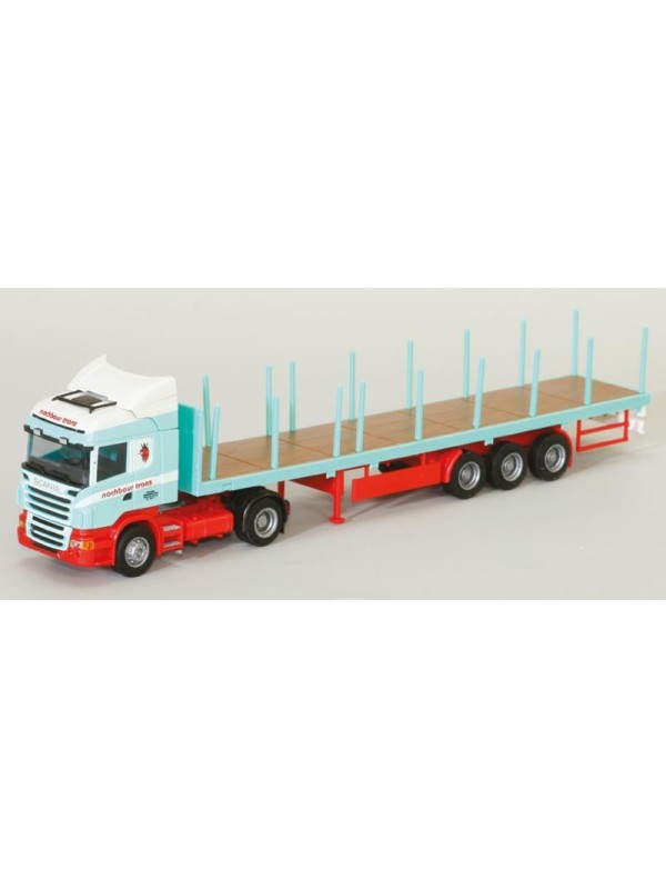 AWM 54298 Scala HO Scania "09" Highline con semirimorchio pianale Nachbaur