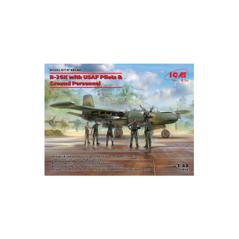 B-26K con piloti USAF e personale di terra. ICM 48280