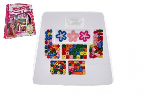 Perline di legno colorate mix con cordoncino 24x21x4cm