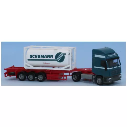 Semi-remorque Iveco Eurostar conteneur citerne 20' / "Schumann" - AWM 71163 - HO 1/87