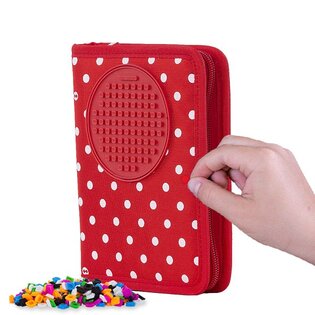 PIXIE CREW astuccio scolastico in tessuto rosso con puntini bianchi