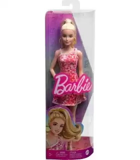 Barbie Fashionistas Bambola con Capelli Biondi e Vestito a Fiori Rosa e Rossi