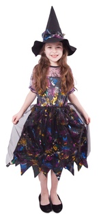 Costume da strega per bambini colorato (S) in confezione elettronica