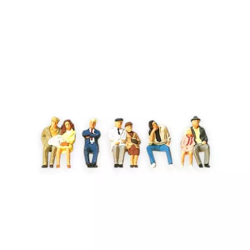 Passeggeri di autobus e treni seduti