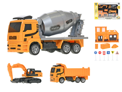 Veicoli da costruzione 12-14cm retromarcia 3pz con accessori