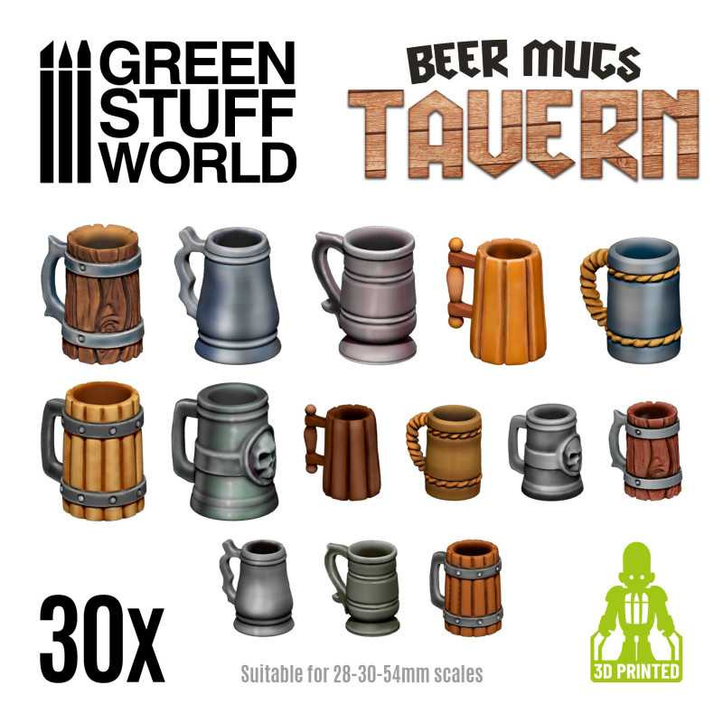 Boccali di birra grigi. GREEN STUFF WORLD 507200