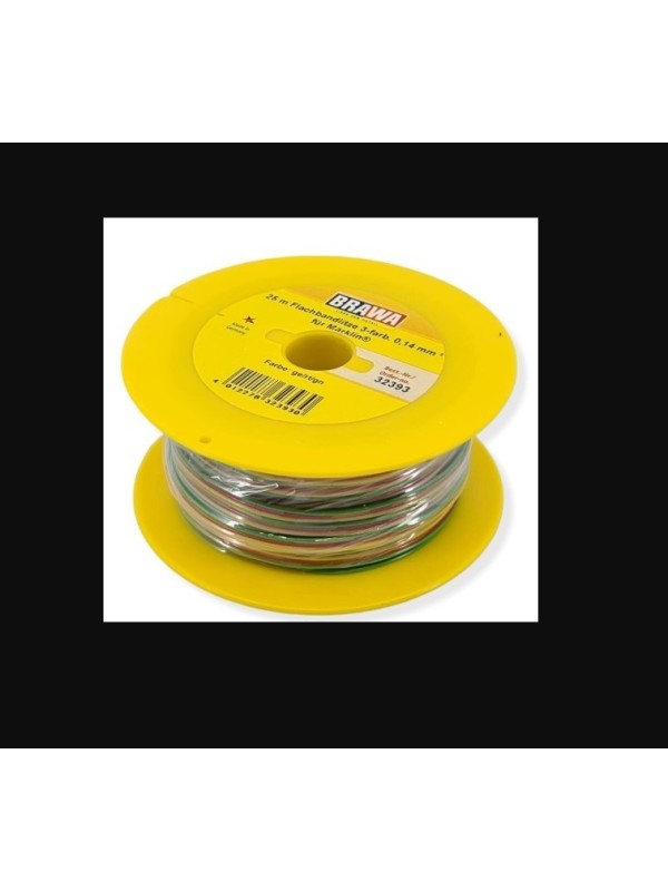 BRAWA 32393 Matassina di cavo elettrico a 3 poli giallo/rosso/verde (25 metri)