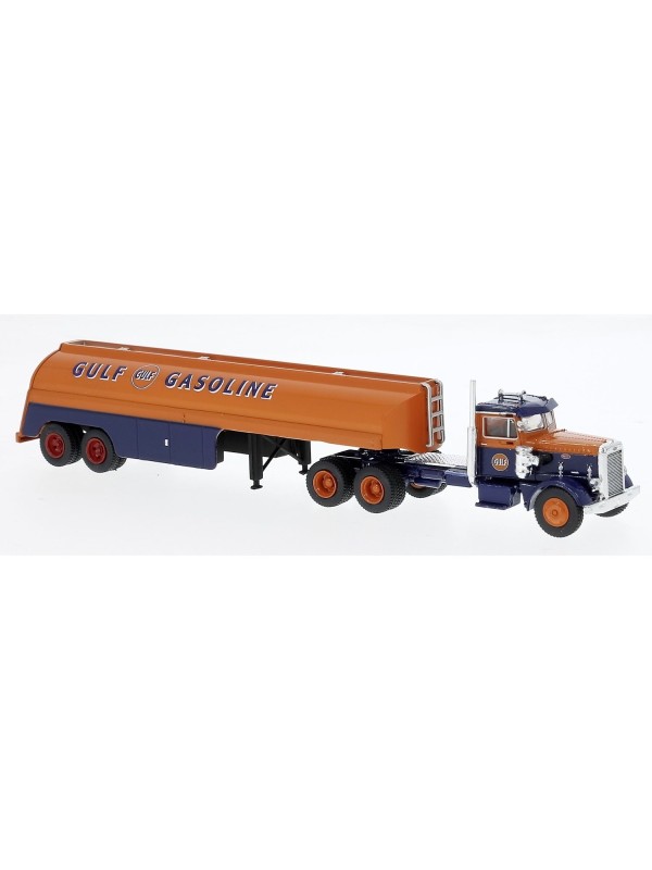 BREKINA 85763 Scala HO Motrice Peterbilt 281 con cisterna Gulf Gasoline