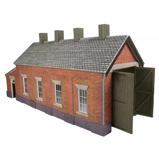 Hangar à locomotives à voie unique en briques rouges - Metcalfe PO331 - OO/HO