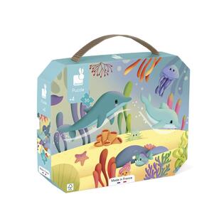 Janod Puzzle panoramico in valigetta Mondo marino 36 pz