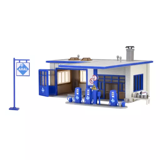 Stazione di servizio ARAL - Blu / Bianco - VOLLMER 45156 - Scala HO : 1/87 - 175 x 150 x 80 mm