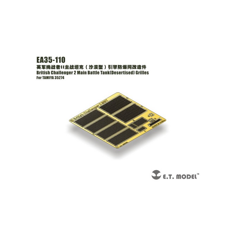Fotoincisione: carro armato britannico Challenger 2 (deserto) - Griglie. E.T. MODEL EA35-110