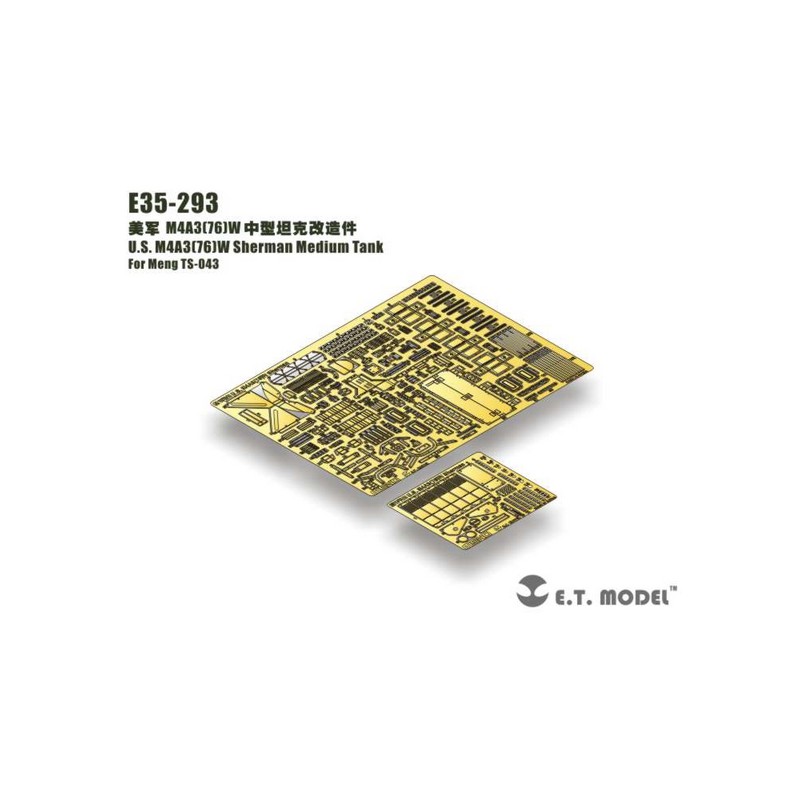Fotoincisione: carro armato medio americano M4A3 (76)W Sherman della seconda guerra mondiale. E.T. MODEL E35-293