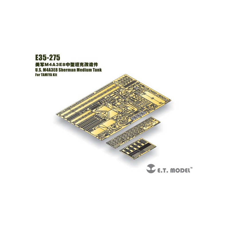 Fotoincisione: carro armato medio americano M4A3E8 Sherman. E.T. MODEL E35-275