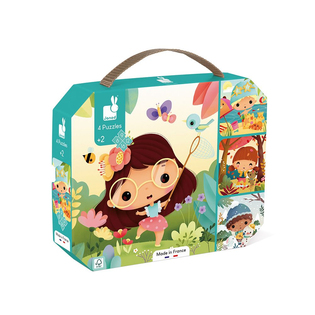 Janod Puzzle in valigetta 4 in 1 Stagioni 6-9-12-16 pz