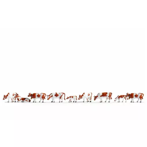 Lot de 9 Vaches Brunes et Blanches - Noch 36723 - N 1/160