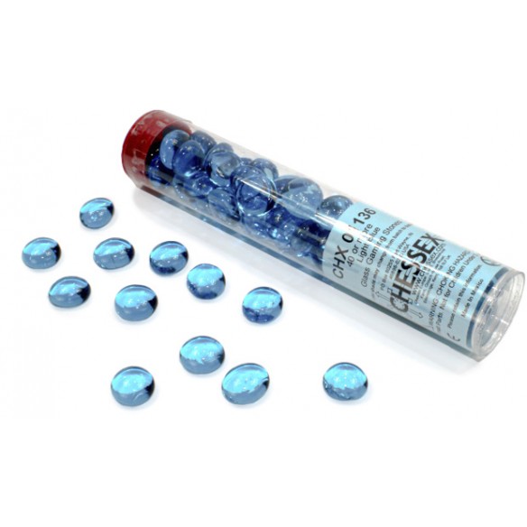 Chessex - Tubo da 40 Gaming Stones - Crystal Light Blue