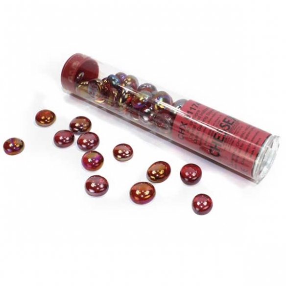 Chessex - Tubo da 40 Gaming Stones - Crystal Red Iridized