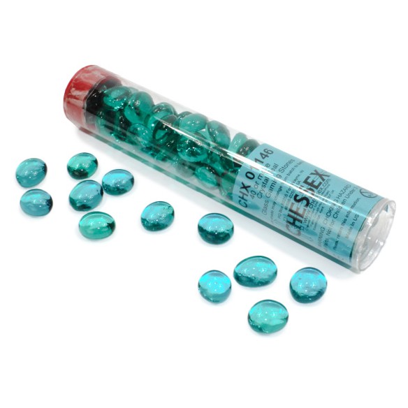 Chessex - Tubo da 40 Gaming Stones - Crystal Teal