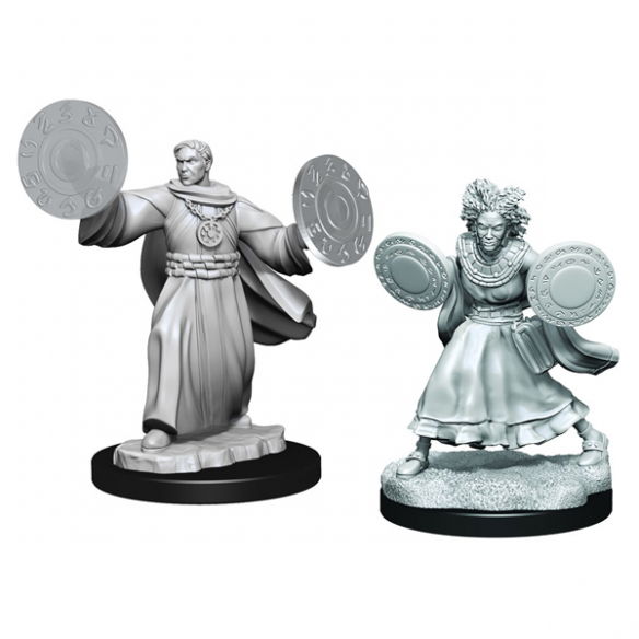 Critical Role Unpainted Miniatures - Human Male Graviturgy Wizard and Human Female Chronurgy Wizard