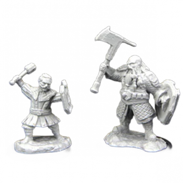 Critical Role Unpainted Miniatures - Kymal Militia Brawler & Jorenn Militia Holy Axeman