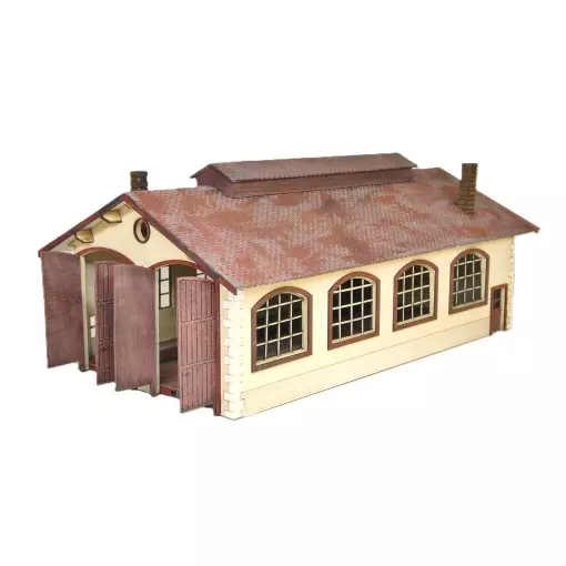 Deposito per 2 locomotive - Modellismo in legno 105002 - HO 1/87 - 270x150x100mm