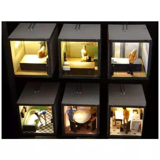 Aménagements intérieurs éclairés (Grande maison 6 pièces) - Régions et Compagnies AME007 - HO 1/87