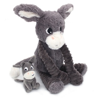 PTIPOTOS Asino di peluche Poitou grigio - mamma con bambino