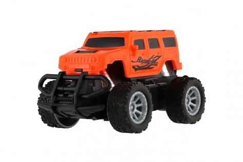 Auto RC mini truck plastica 12cm 27MHz a batteria con luce arancione 18x11,5x10cm