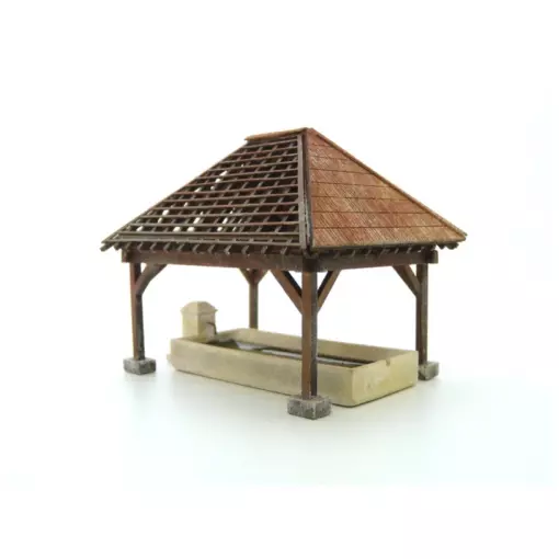 Lavoir avec bassin et fontaine - Bois Modélisme 111012 - HO 1/87