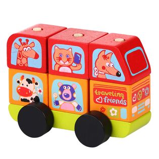 CUBIKA 13197 Minibus animali felici - puzzle in legno 7 parti