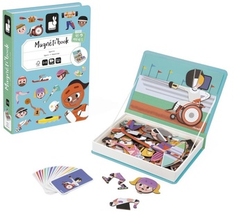 Janod Libro Magnetico Puzzle per Bambini Sport Magnetibook