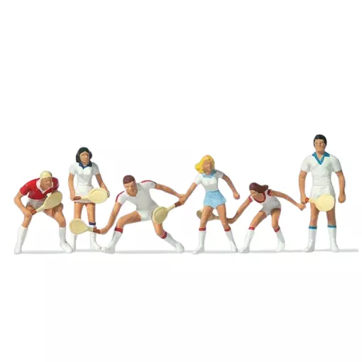 Confezione di 6 giocatori di tennis - Figurina - PREISER 10078 - Scala HO : 1/87th