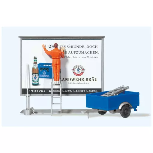 Lavorare su una scala, affiggere un'insegna