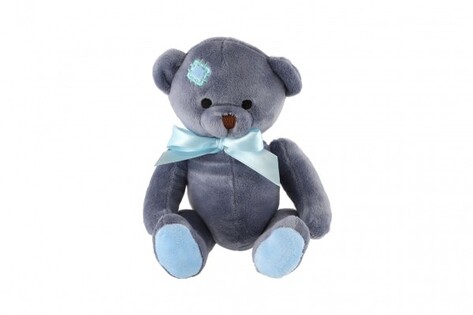 Orsetto seduto con fiocco di peluche 20 cm blu
