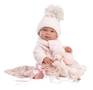 Llorens 84338 NEW BORN GIRL - bambolina realistica con corpo in vinile pieno - 43 cm