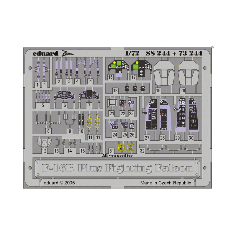 Pellicola fotoincisa: F-16B Plus (kit HASEGAWA). EDUARD SS244