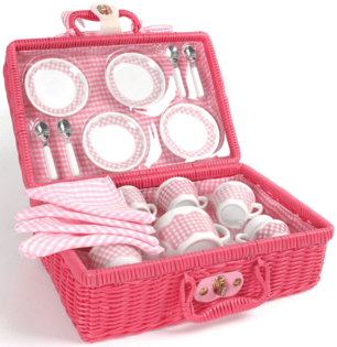 Stoviglie da picnic Tidlo in un cestino rosa