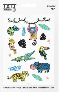 TATTonMe Tatuaggi temporanei impermeabili per bambini Jungle mix