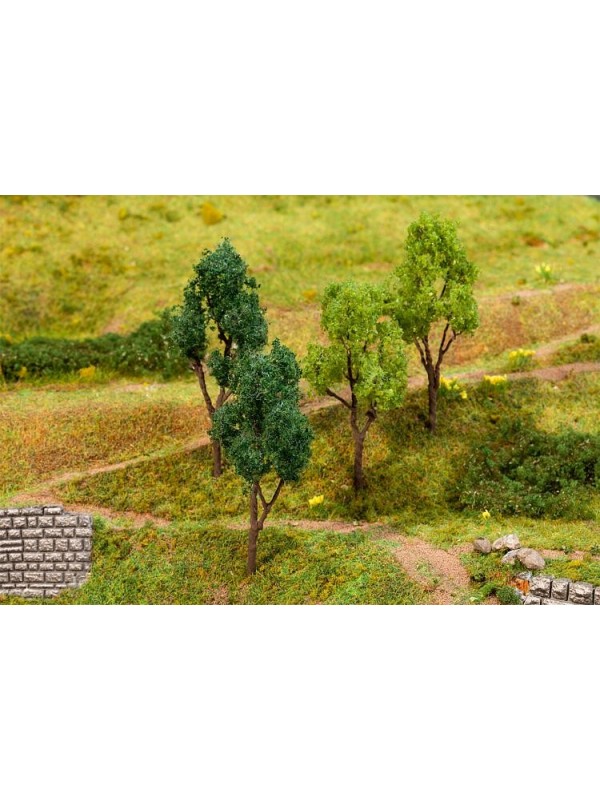 FALLER 181379 Quattro alberi colori verde assortito (altezza 60 - 70 mm)