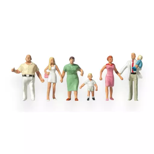 6 Figure di famiglia ambulanti PREISER 10284 - HO 1:87