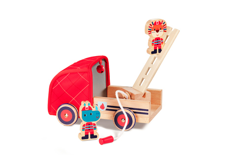 Lilliputiens - wooden fire truck and rhinoceros Marius