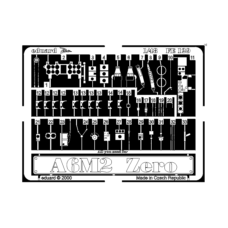 Area fotoincisa: A6M2 Zero (kit HASEGAWA). EDUARD FE129
