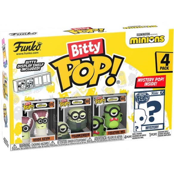 Funko Bitty Pop - Minions 4 Pack - Bride Kevin / Frankenbob / Creature Mel / Mystery