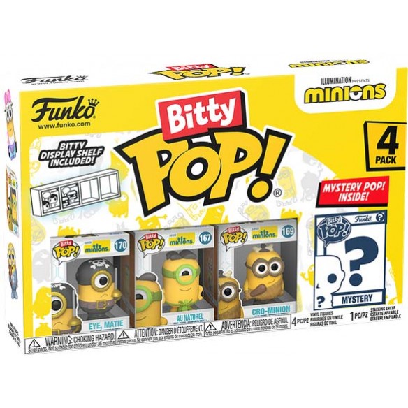 Funko Bitty Pop - Minions 4 Pack - Eye, Matie / Au Naturel / Cro-Minion / Mystery