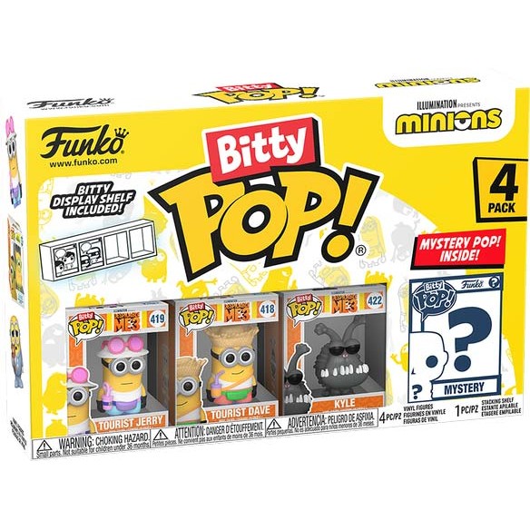 Funko Bitty Pop - Minions 4 Pack - Tourist Jerry / Tourist Dave / Kyle / Mystery